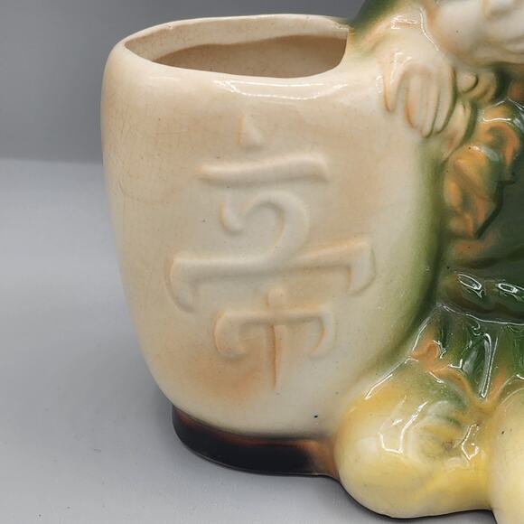 Vintage Asian Boy Royal Copley Oriental Ceramic Pottery Planter Figurine FLAWS - Picture 3 of 10